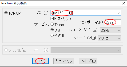 新しい接続ダイアログ